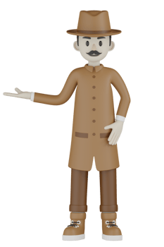3d Isolated Detective with chocolate robes png
