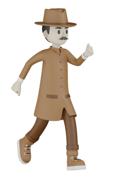 3d Isolated Detective with chocolate robes png