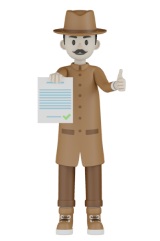 3d Isolated Detective with chocolate robes png