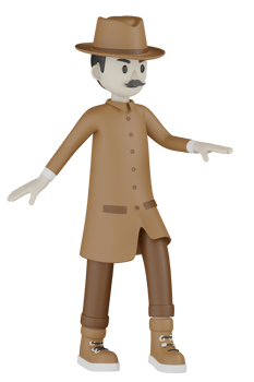 3d Isolated Detective with chocolate robes png
