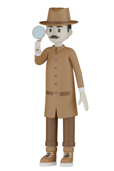 3d Isolated Detective with chocolate robes png