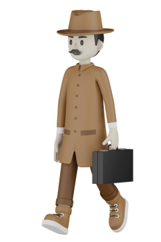 3d Isolated Detective with chocolate robes png