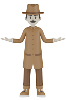 3d Isolated Detective with chocolate robes png