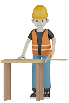 3d Isolated Field workers with orange vests and yellow helmets png