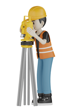 3d Isolated Field workers with orange vests and yellow helmets png