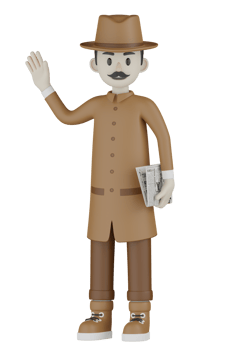 3d Isolated Detective with chocolate robes png