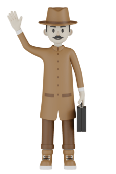 3d Isolated Detective with chocolate robes png