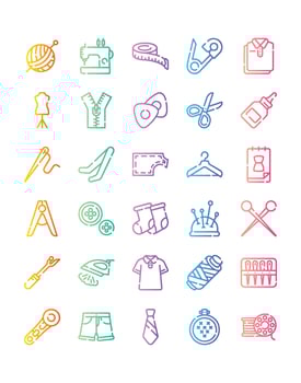 Sewing Icon Set 30 isolated on white background vector