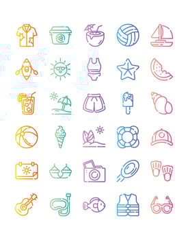Summer Icon Set 30 isolated on white background vector