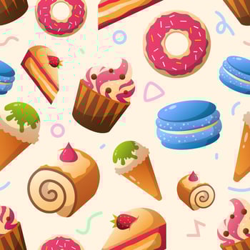 Sweetness Dessert Seamless Pattern vector