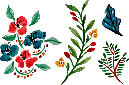 Hand painted watercolor flower element for illustration set collection png