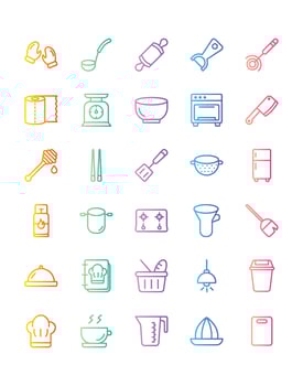 Kitchen Icon Set 30 isolated on white background vector