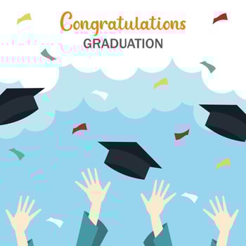 Celebrate graduation in this unprecedented school year moment of accomplishment illustrations square vector