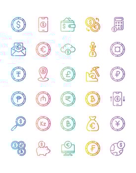 Currency  Icon Set 30 isolated on white background vector