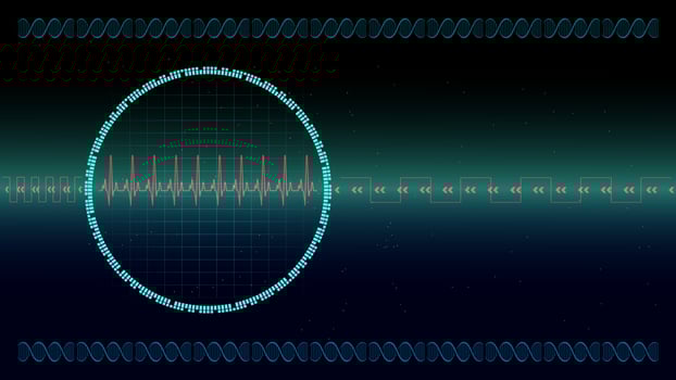 Heart pulse or ekg in monitor for UI Hi-tec interface blue digital technology with glowing particles ,vector illustration. vector
