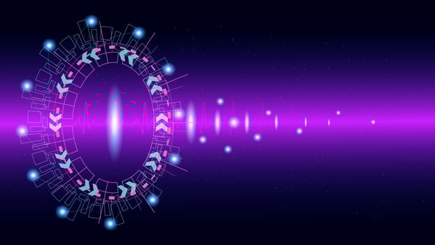 Heart pulse or ekg in monitor for UI Hi-tec interface blue digital technology with glowing particles ,vector illustration vector
