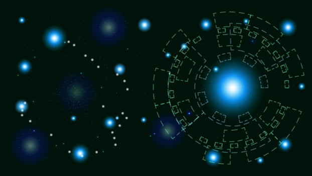 UI Hi-tec interface blue abstract digital technology with glowing particles, vector illustration