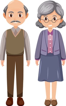 Elderly couple cartoon character vector