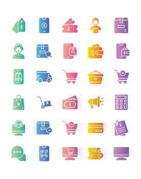 Ecommerce Icon Set 30 isolated on white background vector
