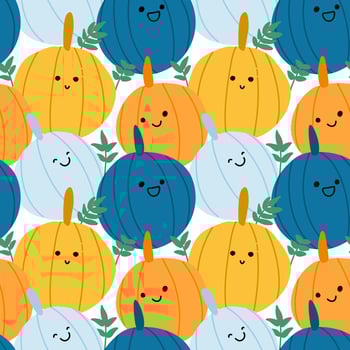 Cute pumpkin characters. Seamless pattern for Halloween decorations. vector
