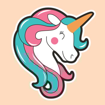 cute unicorn sticker vector