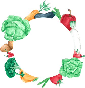 Vegatable frame with watercolor png