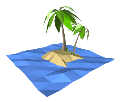 3Ds low polygon palm tree on lonely island in the ocean png