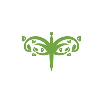 Dragonfly Leaf Nature Ecology Logo vector