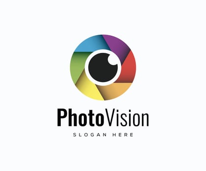 Shutter Eye Logo Design Concept. Eye Shot Vector Logo Template.