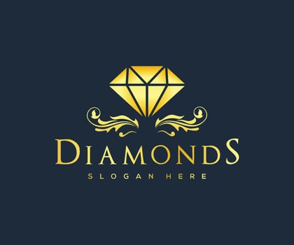 Luxury Royal Diamond Gold Logo. Gold Luxury Diamond Logo Design Concept. vector