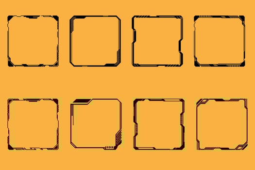 set of square futuristic frame vector