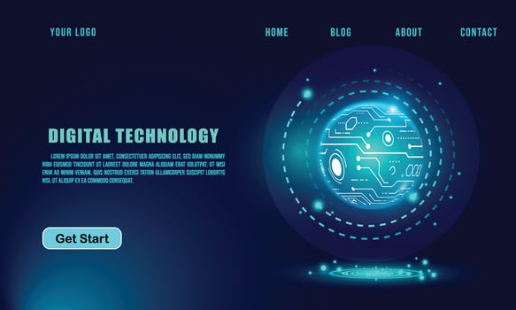technology concept for web banner template or brochure , Blue colour. vector