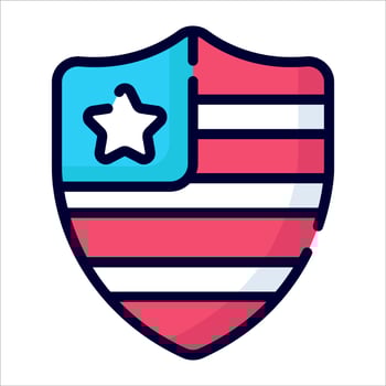 shield, flag icon, vector design usa independence day icon.