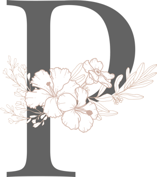 Alphabet with flower line art png