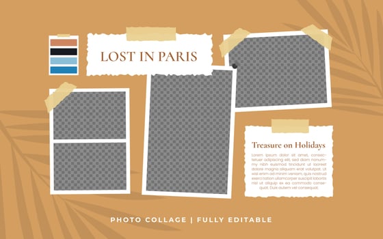 Travel photo frame with doodle mockup vector