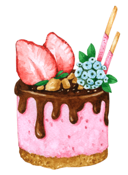 Dessert Cake watercolor hand paint png