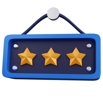 3d rendering hanging board with three star isolated png