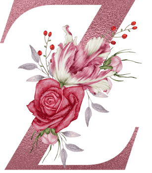 Watercolor Flowers with Rose Gold Alphabet png