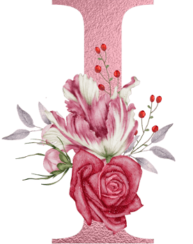 Watercolor Flowers with Rose Gold Alphabet png