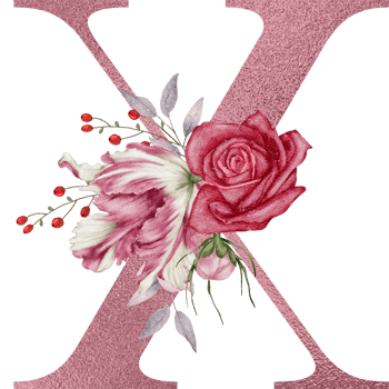 Watercolor Flowers with Rose Gold Alphabet png