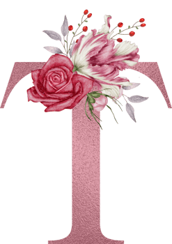 Watercolor Flowers with Rose Gold Alphabet png