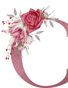 Watercolor Flowers with Rose Gold Alphabet png