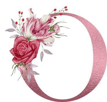 Watercolor Flowers with Rose Gold Alphabet png