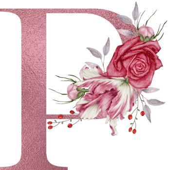 Watercolor Flowers with Rose Gold Alphabet png