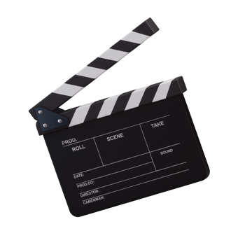 Realistic open  movie clapper open isolated on transparent background. Shown slate board png