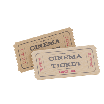Two Realistic  Vintage retro cinema tickets for concept design png
