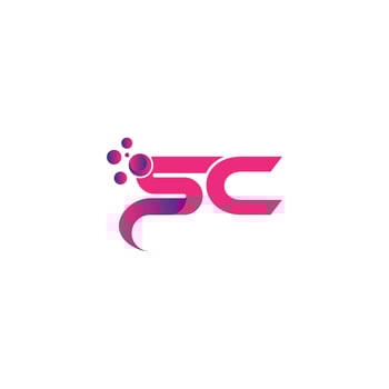 Bubble dots letter SC logo design free vector template.