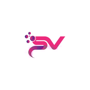 Bubble dots letter SV logo design free vector template.