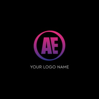 Initial circle AE letter logo icon design free vector template