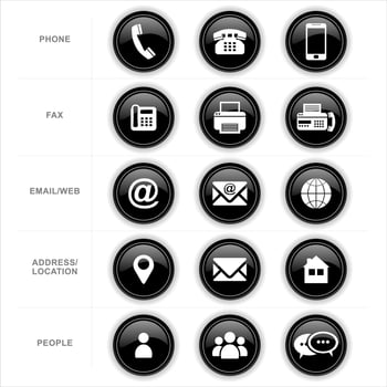 Business card contact information icons collection vector